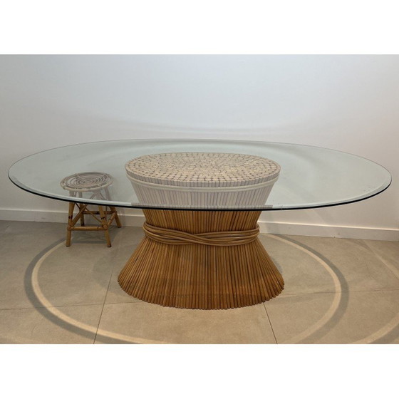 Image 1 of Table vintage en bambou "Epi de Blé" par la designer américaine Elinor Mc Guire, 1970