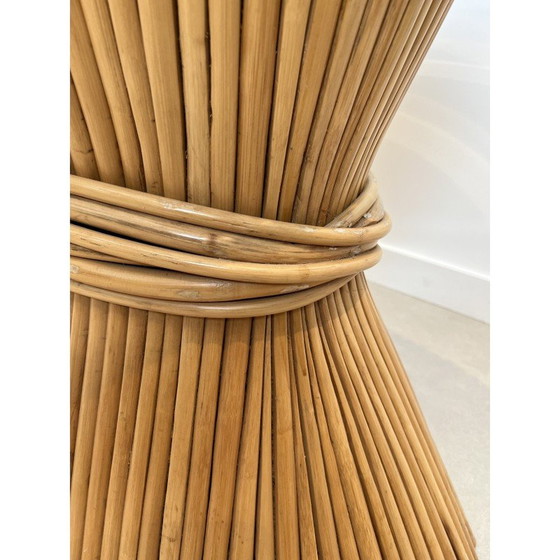 Image 1 of Table vintage en bambou "Epi de Blé" par la designer américaine Elinor Mc Guire, 1970