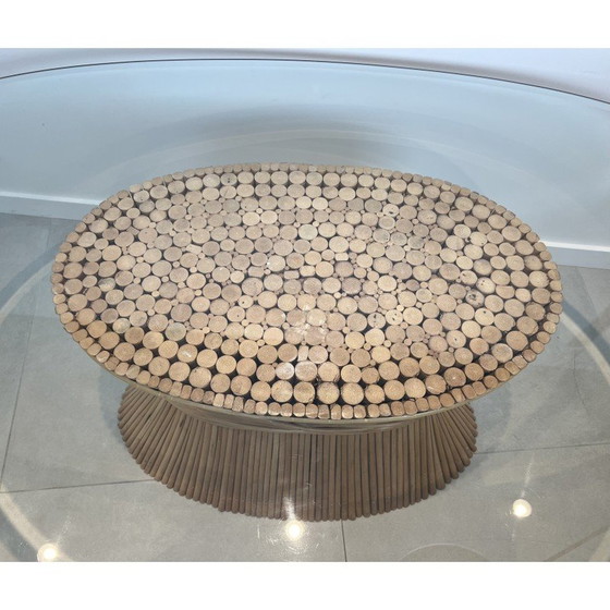 Image 1 of Table vintage en bambou "Epi de Blé" par la designer américaine Elinor Mc Guire, 1970