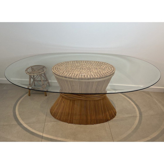 Image 1 of Table vintage en bambou "Epi de Blé" par la designer américaine Elinor Mc Guire, 1970
