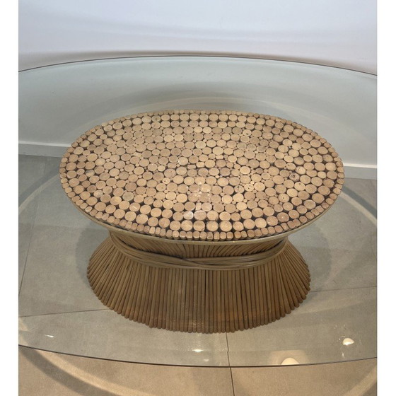 Image 1 of Table vintage en bambou "Epi de Blé" par la designer américaine Elinor Mc Guire, 1970