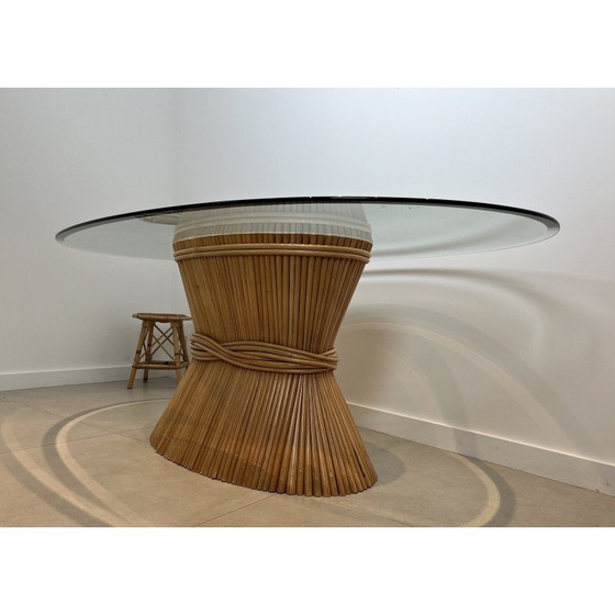 Image 1 of Table vintage en bambou "Epi de Blé" par la designer américaine Elinor Mc Guire, 1970