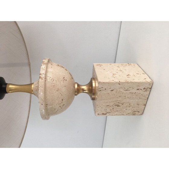 Image 1 of Lampe de table vintage Baluster en travertin 1970