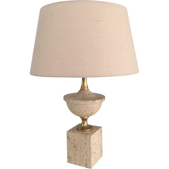 Image 1 of Lampe de table vintage Baluster en travertin 1970