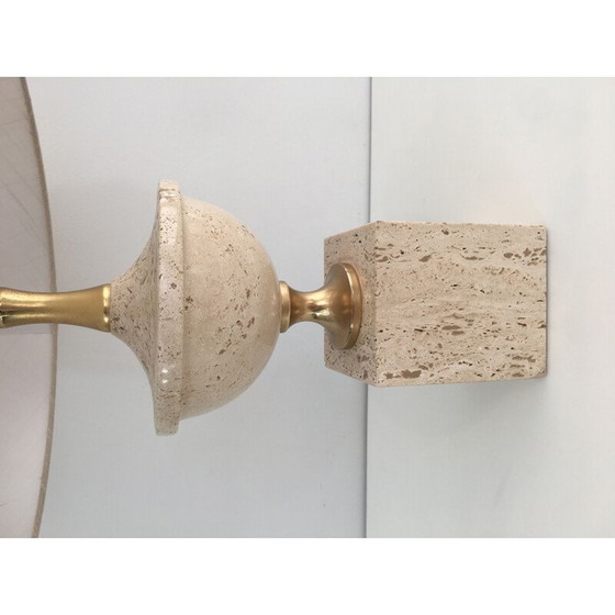 Image 1 of Lampe de table vintage Baluster en travertin 1970