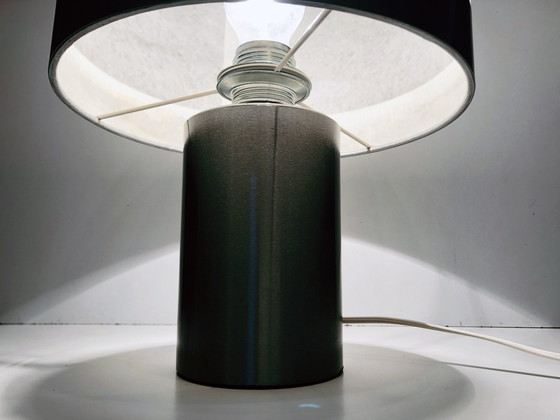 Image 1 of Lampe De Table Vintage • Attribué À Gioffredo Reggiani • Cylindre • Acier Brossé • 1970