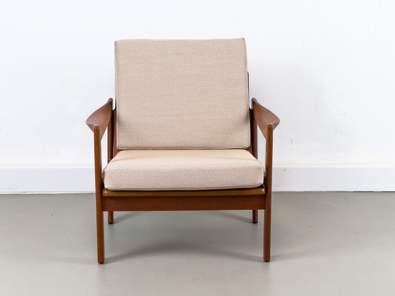 Image 1 of Chaise longue danoise en teck By Illum Wikkelsø For Niels Eilersen, 1960S