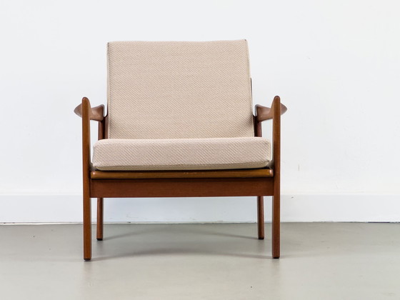 Image 1 of Chaise longue danoise en teck By Illum Wikkelsø For Niels Eilersen, 1960S