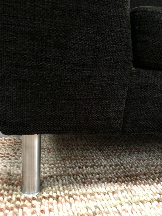 Image 1 of Topform Design Canapé d'angle avec zone de couchage (Dormeuse) Tissu noir Chenille