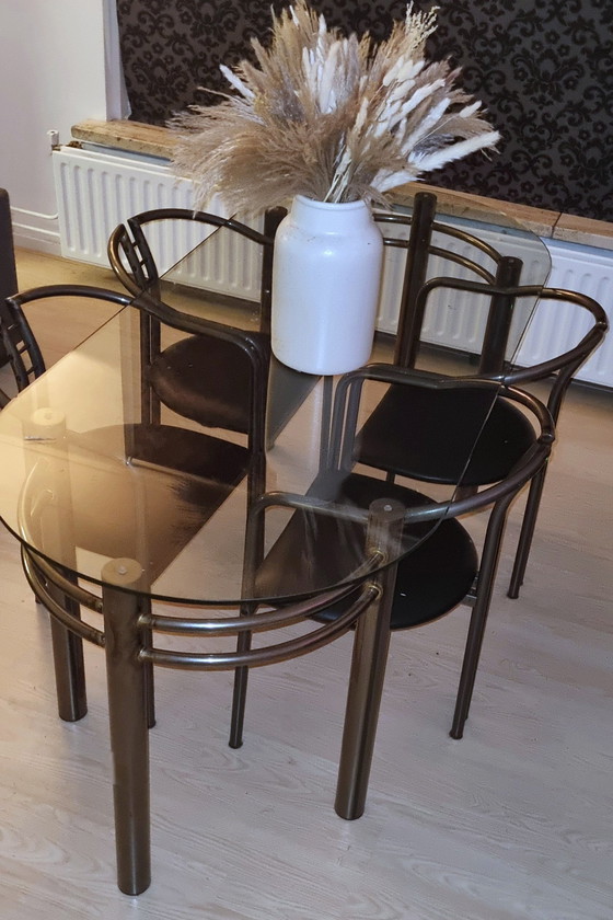 Image 1 of Table à manger en verre postmoderne et chaises design