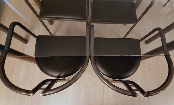 Image 1 of Table à manger en verre postmoderne et chaises design