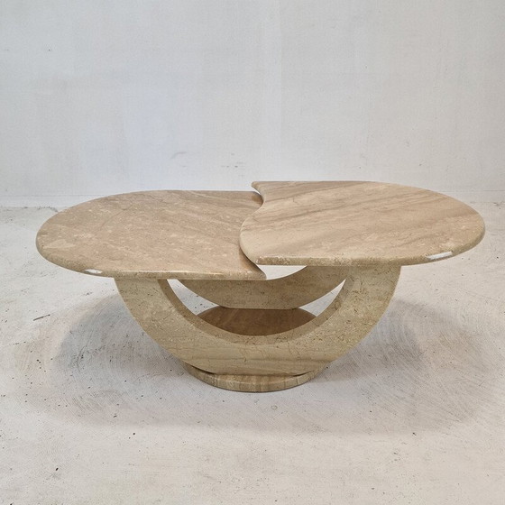 Image 1 of Table basse vintage en travertin, Italie 1980