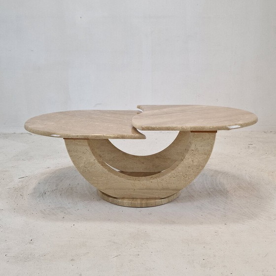Image 1 of Table basse vintage en travertin, Italie 1980