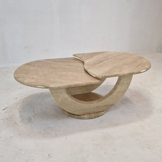 Image 1 of Table basse vintage en travertin, Italie 1980
