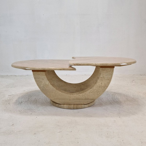 Image 1 of Table basse vintage en travertin, Italie 1980