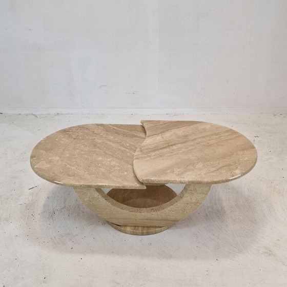 Image 1 of Table basse vintage en travertin, Italie 1980