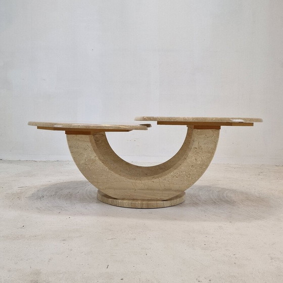 Image 1 of Table basse vintage en travertin, Italie 1980