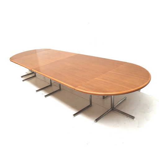 Grande table de réunion Xxl rare de Dietiker Suisse des années 1970