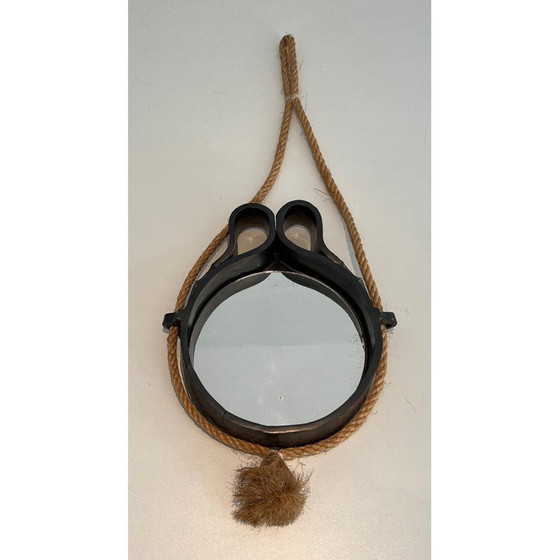 Image 1 of Miroir vintage en céramique et corde, 1970