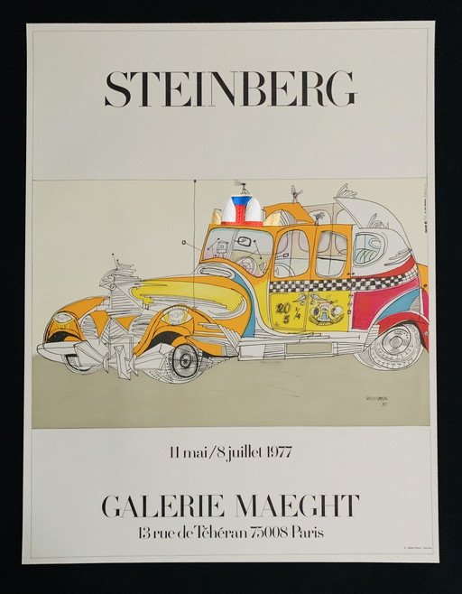 Saul Steinberg, signé avec l'inscription en Impressum Copyright "Maeght Editeur - Arte Paris" Lithographie offset.