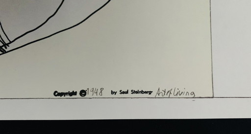 Saul Steinberg, signé avec l'inscription en Impressum Copyright "Maeght Editeur - Arte Paris" Lithographie offset.