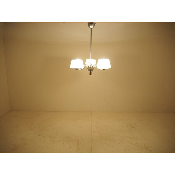 Image 1 of Lustre vintage en chrome et verre, Tchécoslovaquie 1960