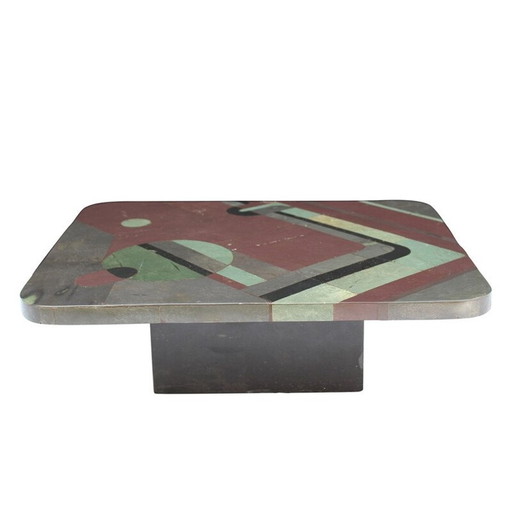 Table basse vintage multicolore de Pierre Elie Gardette, 1980