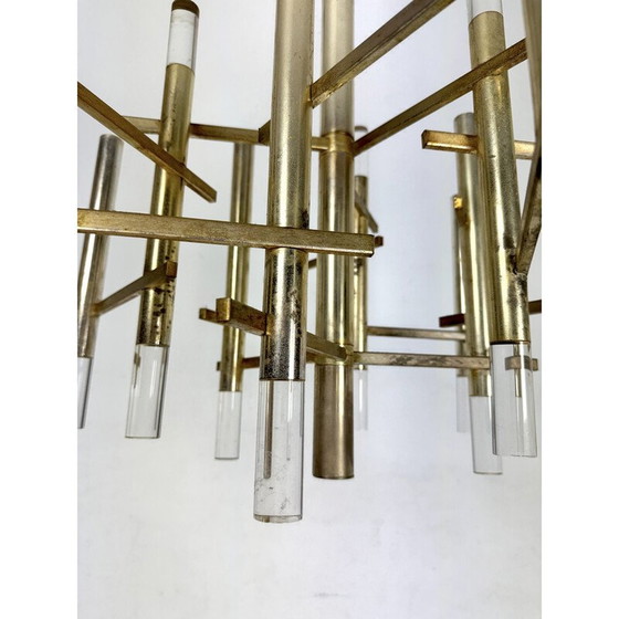 Image 1 of Lustre vintage "Ice" en acier chromé pour Sciolari avec 9 lumières, Italie 1960