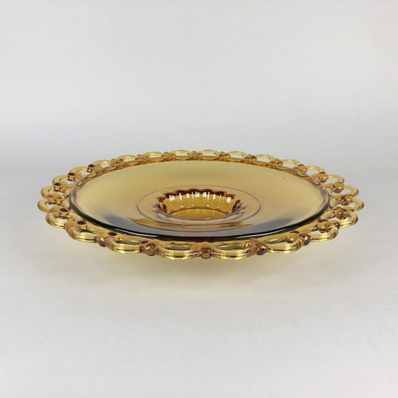 Image 1 of Coupe vintage en verre ambré par Rudolf Schrotter pour Rudolfova Hut Glassworks, Tchécoslovaquie, années 1940