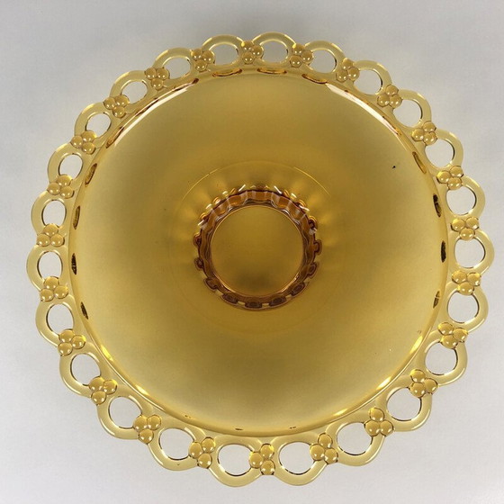 Image 1 of Coupe vintage en verre ambré par Rudolf Schrotter pour Rudolfova Hut Glassworks, Tchécoslovaquie, années 1940