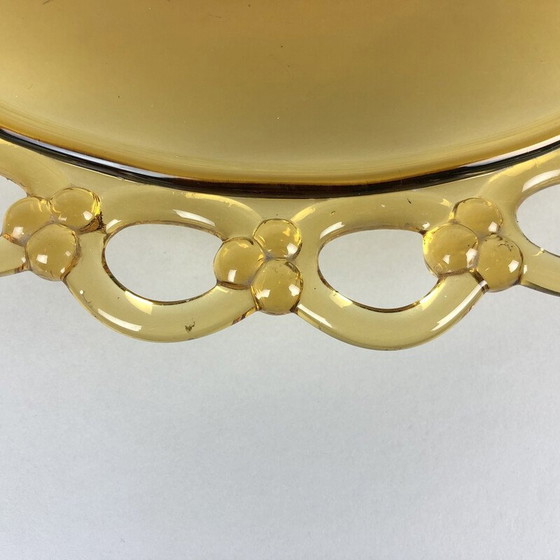 Image 1 of Coupe vintage en verre ambré par Rudolf Schrotter pour Rudolfova Hut Glassworks, Tchécoslovaquie, années 1940
