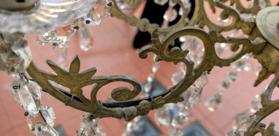 Image 1 of Lustre français à cage de cristal des années 1800