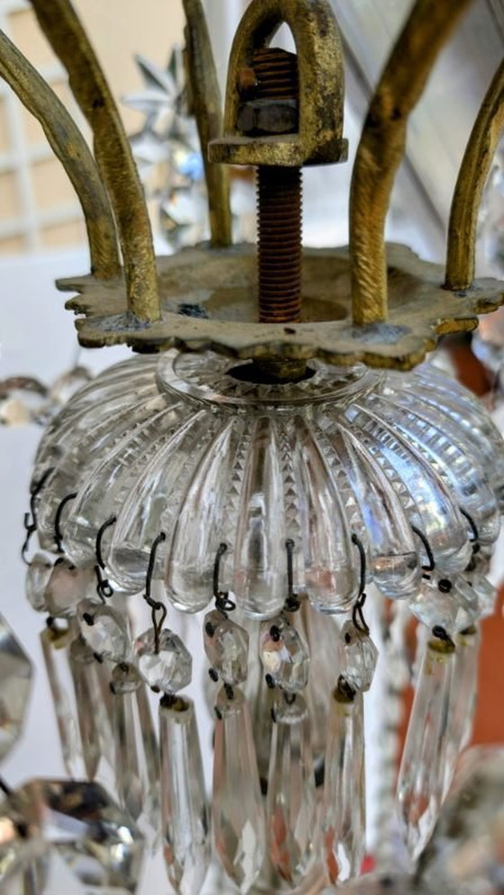 Image 1 of Lustre français à cage de cristal des années 1800