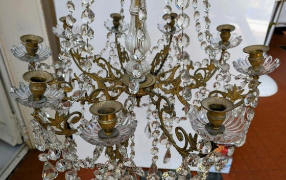 Image 1 of Lustre français à cage de cristal des années 1800