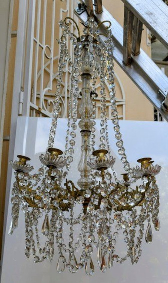 Image 1 of Lustre français à cage de cristal des années 1800