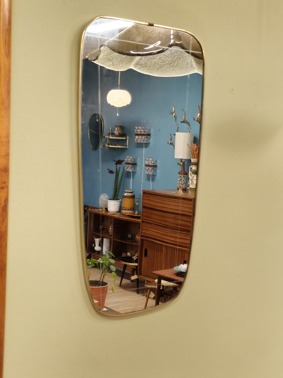 Image 1 of Miroir mural vintage Miroir laiton doré