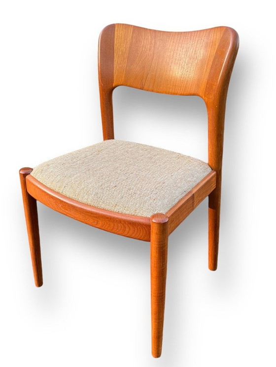 Image 1 of Niels Koefoed Pour Hornslet, 6 chaises / chaises de salle à manger, modèle '177', teck, années 1960, Danemark