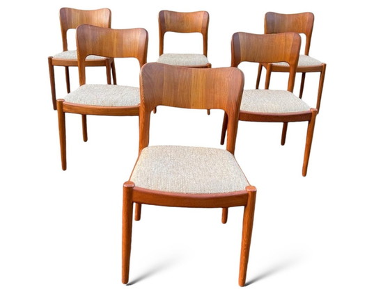 Image 1 of Niels Koefoed Pour Hornslet, 6 chaises / chaises de salle à manger, modèle '177', teck, années 1960, Danemark