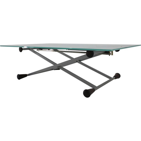 Image 1 of Table basse vintage en verre par Desalto, Italie 1990