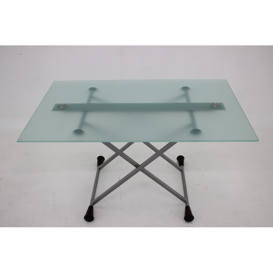 Image 1 of Table basse vintage en verre par Desalto, Italie 1990