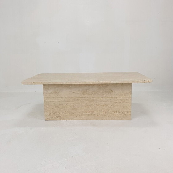 Image 1 of Table basse vintage en travertin, Italie 1980