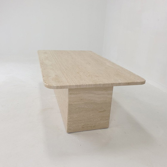 Image 1 of Table basse vintage en travertin, Italie 1980