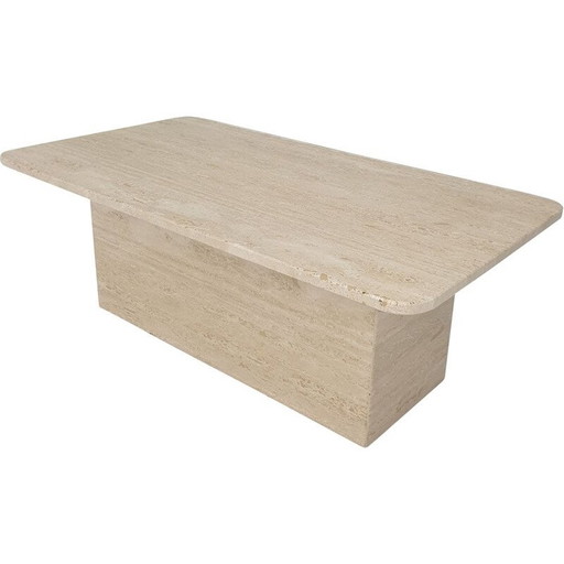 Table basse vintage en travertin, Italie 1980