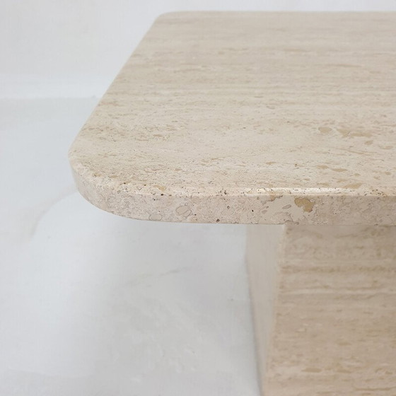 Image 1 of Table basse vintage en travertin, Italie 1980