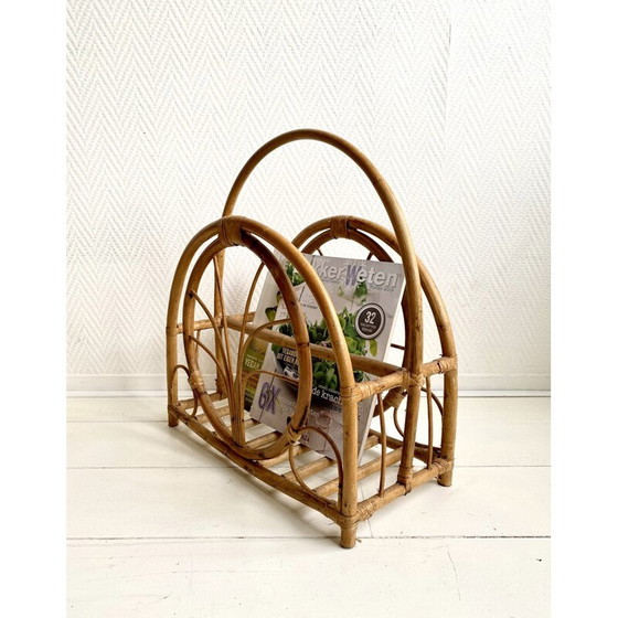 Image 1 of Porte-revues vintage en bambou et osier