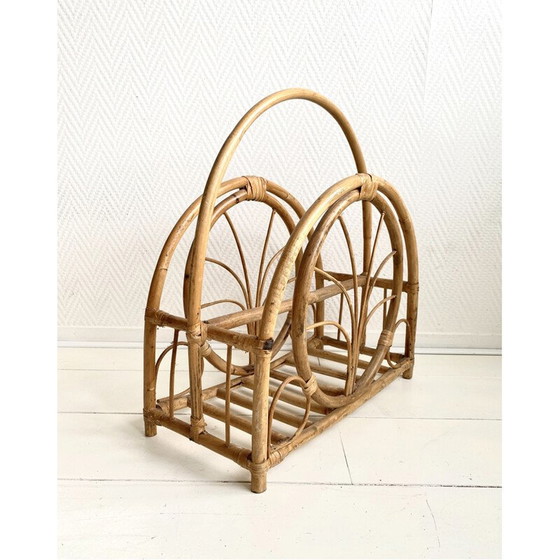 Image 1 of Porte-revues vintage en bambou et osier