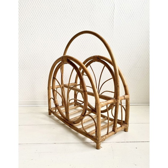 Image 1 of Porte-revues vintage en bambou et osier