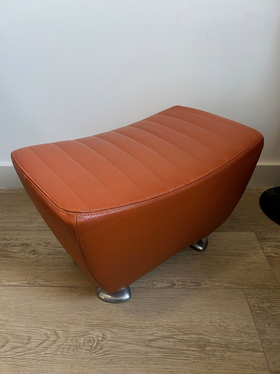 Image 1 of Leolux Balou Hocker / pouf en cuir orange