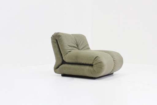 Fauteuil en cuir Pagru Claudio Vagnoni 1P Italie 1971