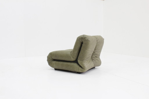 Fauteuil en cuir Pagru Claudio Vagnoni 1P Italie 1971